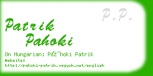 patrik pahoki business card